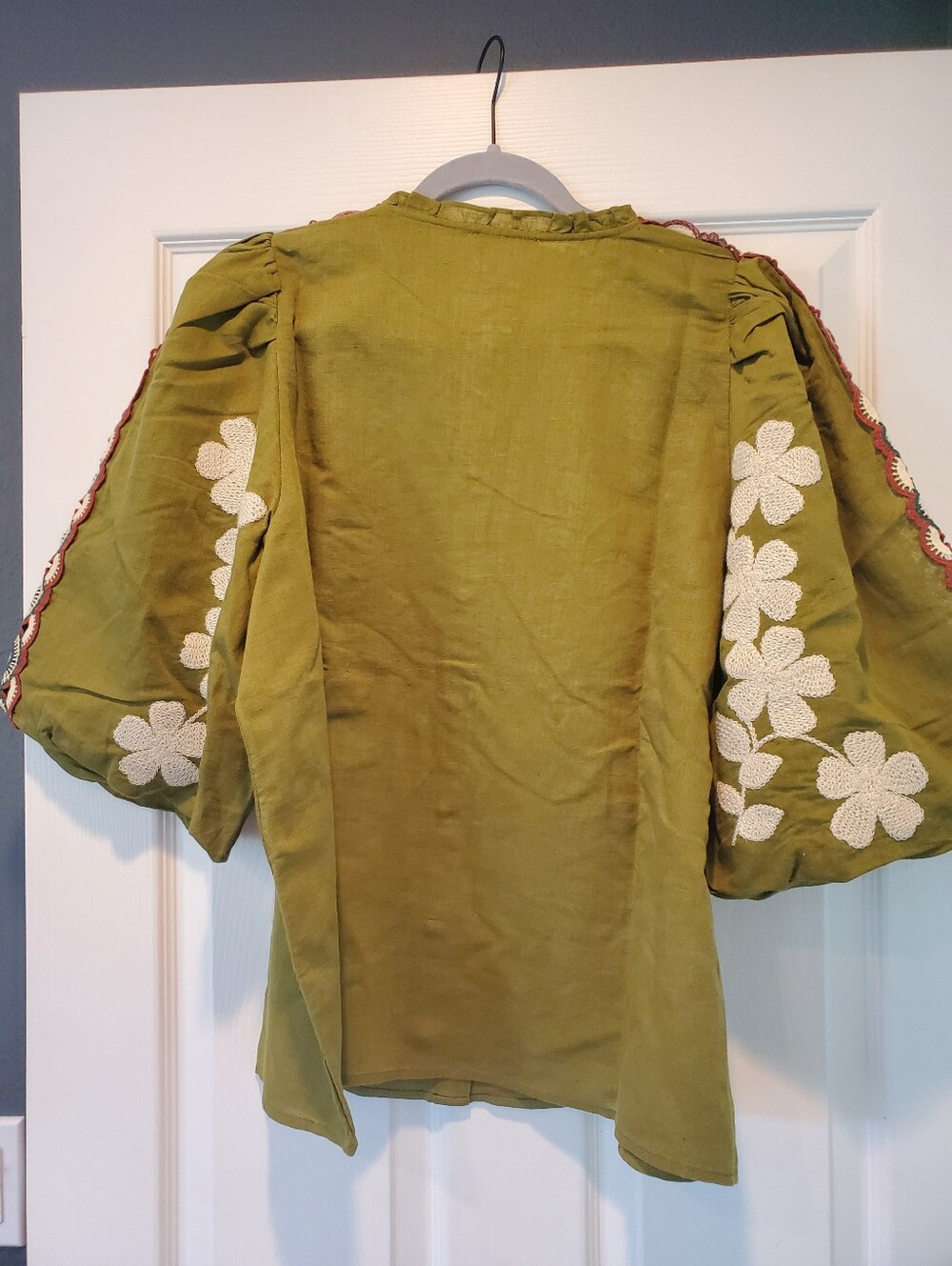 NWT Sezane Anton Blouse In Olive Green - Picture 5 of 6